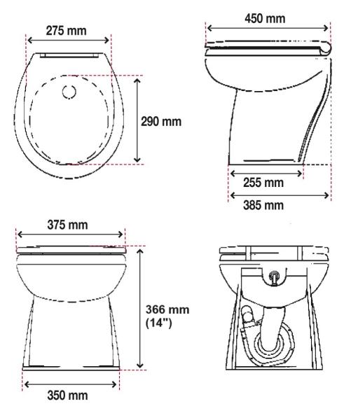 Deluxe Flush 14" Toilette schräge Rückwand